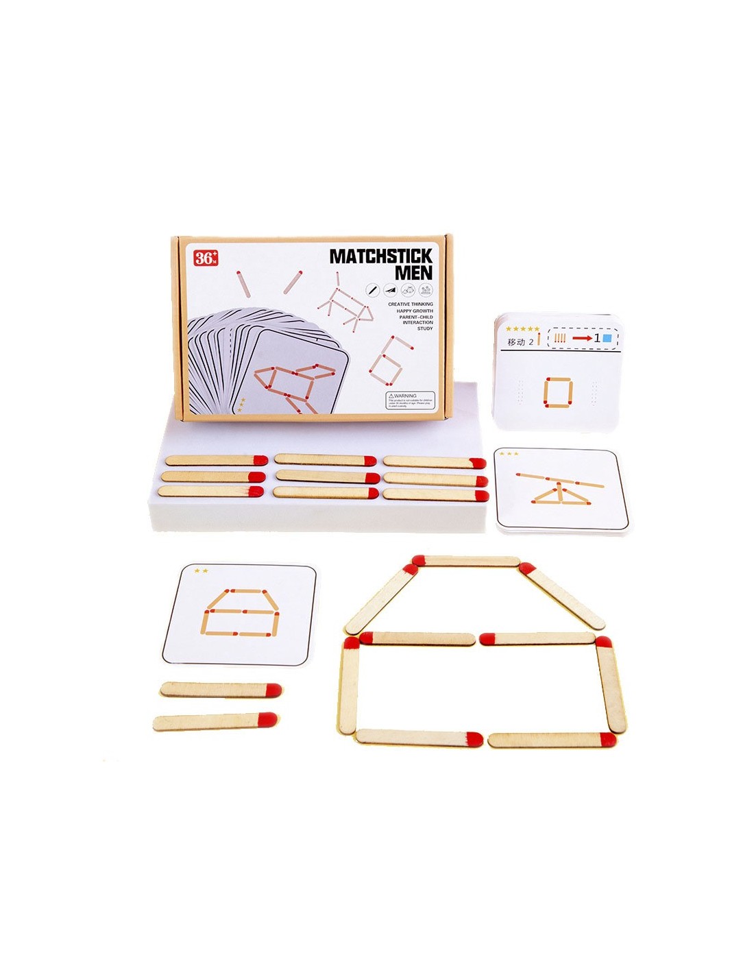 Puzzle dei fiammiferi Montessori in legno giocattoli educativi per bambini  migliora la logica e impara la matematica